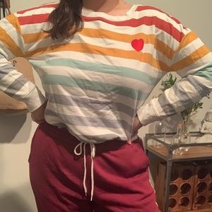 Red Heart Crop Sweatshirt